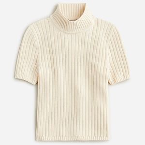 J. Crew Cotton-blend short-sleeve turtleneck sweater in Antique white size sm